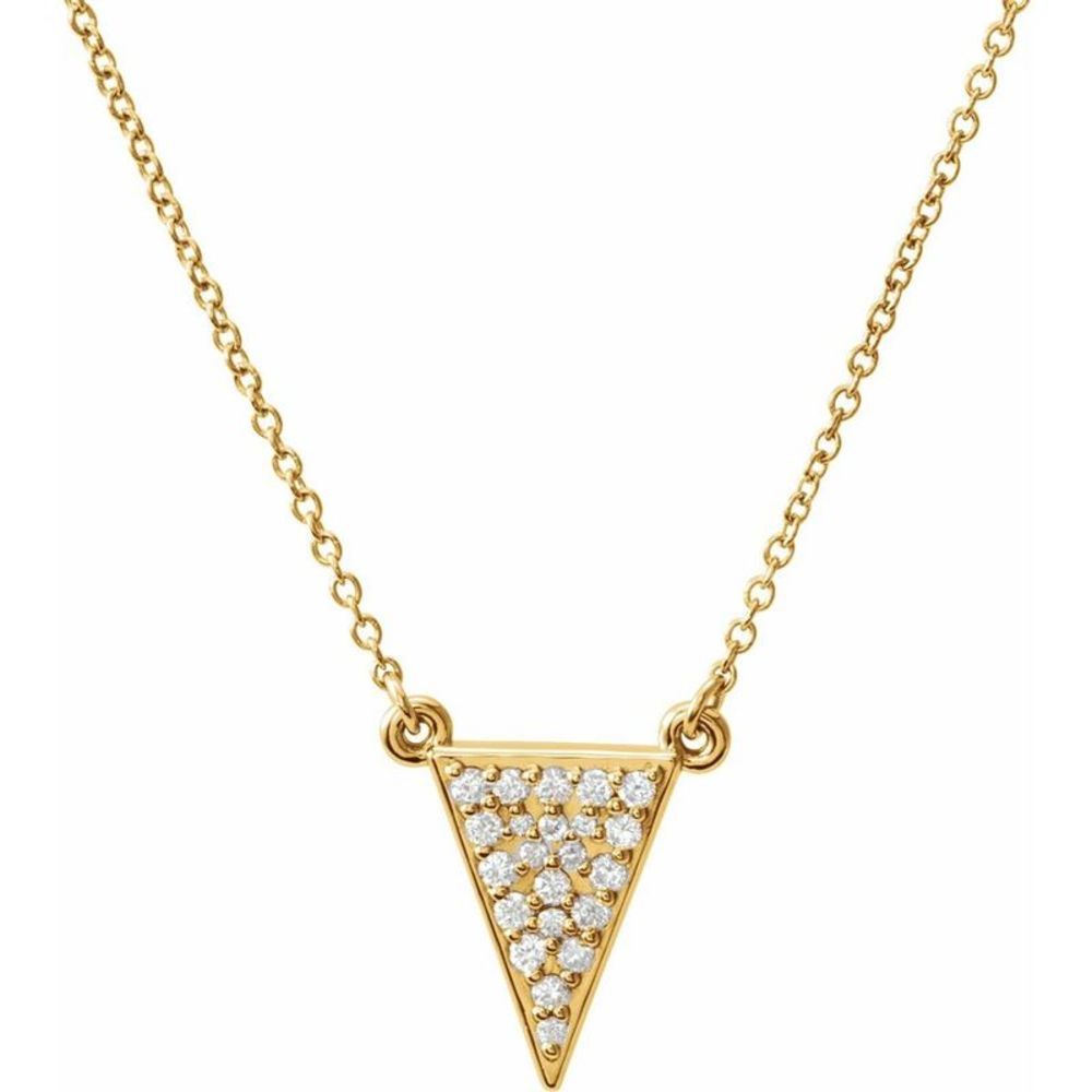 14k Yellow Gold 1/5 Ctw Diamond Triangle Necklace, 16.5 Inch